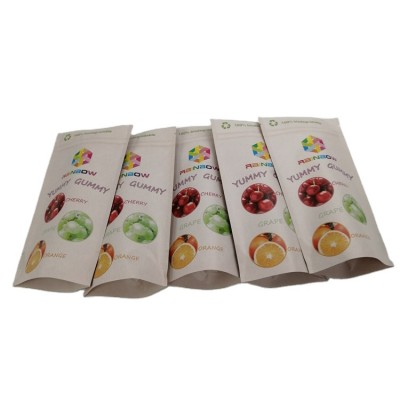 100% Biodegradable Moisture Barrier Food Grade Kraft Paper Smell Proof Bags Tea Pouch Plastic Doypack For Food Powder